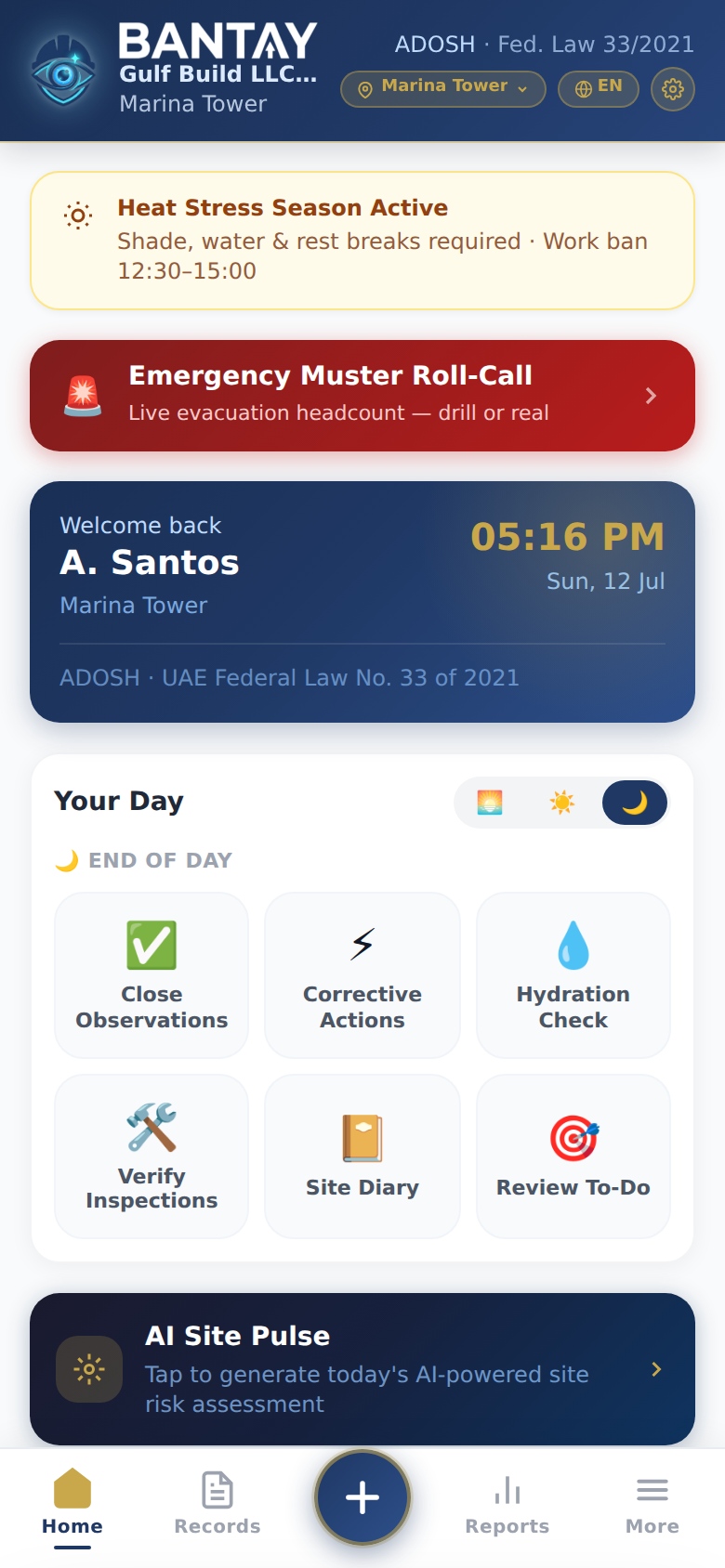 BANTAY dashboard on a phone